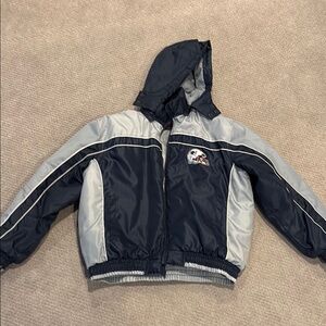 NFL Patriots Navy and Gray Hooded Puffer Jacket